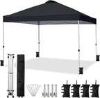 VINGLI 10x10 Pop Up Canopy Tent with Carry Bag and Sandbags, Outdoor Gazebo Canopy 10x10 Party Tent Commercial for Party, Event (Black)