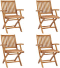 Folding Patio Chairs 4 pcs,Bistro Table and Chairs Outdoor,Pool Lounge Chairs,Tanning Chairs for Outside,Portable Camping Chair,for Porch, Patio, Lawn, Garden, Backyard, Deck, Solid Teak Wood