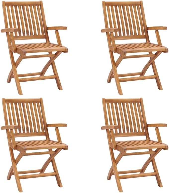 Folding Patio Chairs 4 pcs,Bistro Table and Chairs Outdoor,Pool Lounge Chairs,Tanning Chairs for Outside,Portable Camping Chair,for Porch, Patio, Lawn, Garden, Backyard, Deck, Solid Teak Wood