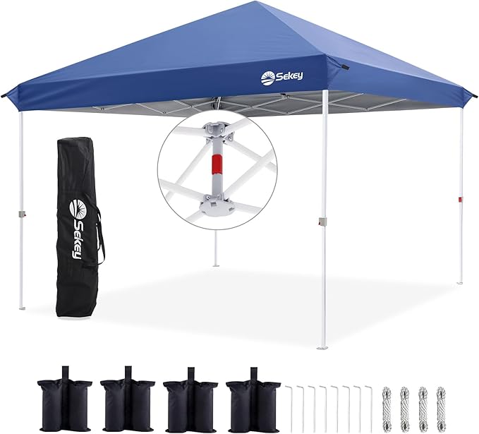 Sekey 10x10 Pop Up Canopy with One Push Setup-Easy Up Canopy with 99% UV Blocking - Instant Outdoor Sun Shade for Events, Parties, Camping- Commercial Gazebo with Weight Bags,Wind Proof&Waterproof
