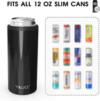 TILUCK Skinny Can Cooler for Slim Beer & Hard Seltzer, Stainless Steel, Doucle-Walled Stainless Steel Insulated Slim Cans, Standard 12 oz (Glitter Black)