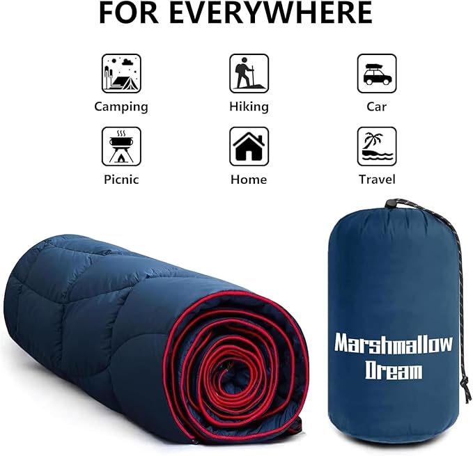 Camping Blanket, Packable Puffy Blanket Down Alternative Blanket Lightweight Windproof Water Resistant for Outdoors,Hiking, Backpacking,Beach,Car,Picnic,Stadium 39x55in