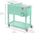 Best Choice Products 80-Quart Outdoor Steel Rolling Cooler Cart w/Ice Chest, Bottle Opener, Catch Tray, Drain Plug, Locking Wheels