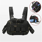Genérico Tactical Chest Rig Backpack Camping Recon Kit Bag Vest Front Pouch Daypack,Compatible For Hiking Fishing Lure(Style 1 Black Camo)