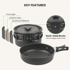 Portable BBQ Grill Cookware Set: GEEKHOM 20PCS Stainless Steel Camping Pots and Pans, Compact Foldable Design with Carrying Tote for Hiking,Camping, Backpacking, Picnic(2-3 Person)