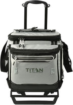 Titan Deep Freeze 60 (50+10) Can Wheeled Cooler - Collapsible Rolling Cooler with Wheels and All-Terrain Cart