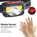 Rechargeable LED Headlamp Flashlight, 2-Pack 1000 Lumen Super Bright Motion Sensor Head Lamp, IPX5 Waterproof, Bright White Cree Led & Red Light Perfect for Running, Camping, Hiking & More