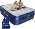 Queen Air Mattress with Built in Pump,18" Raised Blow up Mattress,3 Mins Quick Self-Inflation/Deflation, Inflatable Bed for Camping/Home/Guests/Travel (Navy)
