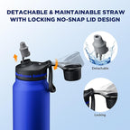 Membrane Solutions C3 Filtered Water Bottle, 32oz Stainless Steel Water Bottle with Replaceable UF+ACF Filter Cartridge, Portable Water Filter, Travel, Hiking & Camping for Drinking Water