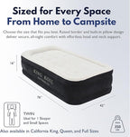 King Koil Plush Pillow Top Luxury Twin Air Mattress with Built-in High-Speed Pump for Camping, Home & Guests - Airbed Inflatable Blow Up Mattress, Waterproof, 1-Year Manufacturer Warranty.