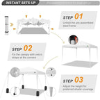 COBIZI 10x10 Pop Up Canopy Tent with 4 Sandbags, Easy Set Up Tent, Instant Outdoor Sun Shelter Canopy with 8 Stakes,4 Ropes&Carry Bag, Tents for Parties, Beach, Backyard,Camping(White)