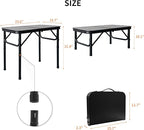 2FT Small Camping Portable Table, Black Aluminum Frame, Adjustable Height up to 21", Lightweight Carry Handle, Portable for Travel, Camping Outdoor Use