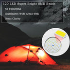 [120 LED 4500mah] Solar Camping Lights Rechargeable Portable Lantern Tent Lamp 5 Mode USB Remote Control Hanging Waterproof for Home Indoor Outdoor Emergency Courtyard 2 Pack