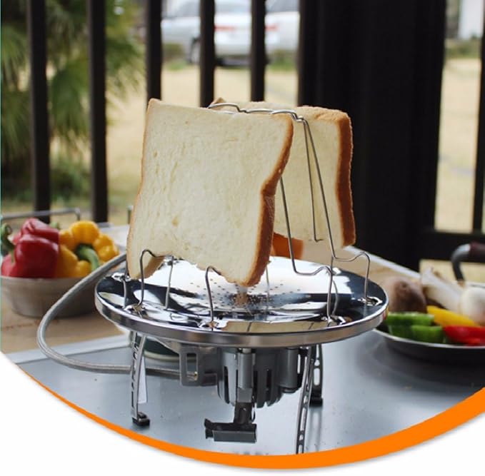 Camping Toaster - Stainless Steel Camp Toaster and Bread Clip, for Campers, Hikers, Outdoor Enthusiasts, and Families, Ideal for Convenient Outdoor Cooking