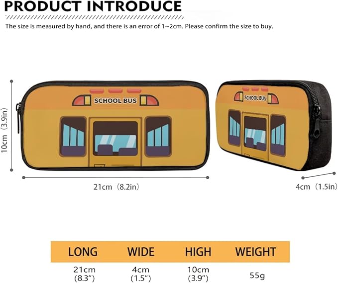 3 Pcs Cartoon School Bus Print Backpack Set with Lunch Bag and Large Capacity Pencil Box, Lightweight Schoolbag for Elementary Kindergarten Students Traveling Camping