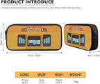 3 Pcs Cartoon School Bus Print Backpack Set with Lunch Bag and Large Capacity Pencil Box, Lightweight Schoolbag for Elementary Kindergarten Students Traveling Camping