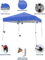 Canopy Tent, GarveeLife 10X10 FT Pop Up Canopy Outdoor Instant Tent Slant Legs with Carrying Bag, Portable Gazebo Shelter for Patio Deck Garden Beach - 8X8 FT Canopy Cover (Blue)