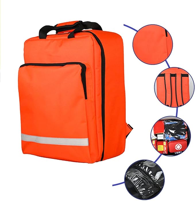 Medical Kit First Aid Backpack, Large Emergency Survival Items Carry Case Holder Pocket for Home Car Travel Outdoor Camping Hunting Hiking(Only Empty Package)