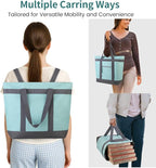mosago 2PK Reusable Grocery Tote Bags, Insulated Cooler Shopping Bag for Women, Pizza/Food Delivery Bags to Keep Food Hot/Cold for Commercial Food Transport, Cooler Bag for Travel/Picnic, Collapsible