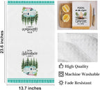 4Pcs Camping Kitchen Towels White Absorbent Dishcloth Bonfire Tent Car Tea Towels 24 x 14 Inches with Funny Sayings Novelty Gifts for Campers Happy Camper Camping Accessories for Rv Campers