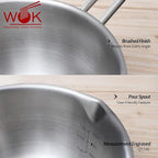 Stainless Steel Baby Wok 200mm / 7.87inches, 3-Ply Base with Aluminum Core, All Cooktops, Multipurpose Saucepan, Ramen Pot, On-the-go Cooking Pot for Outdoor or Camping