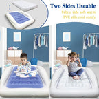 Inflatable Kids Travel Bed Toddler Air Mattress Set,Portable Blow Up Mattress Sleeping Bed Cot with Bed Rails and Electric Pump Ideal for Road Trip