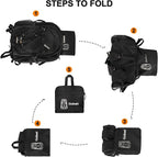 Goloni 45L Hiking Backpack Lightweight Foldable, Waterproof Camping Backpack with Rain Cover & Hiking Pole Mat Carrying System, Ergonomic Water Resistant Daypack for Trekking Travel Men Women,Black