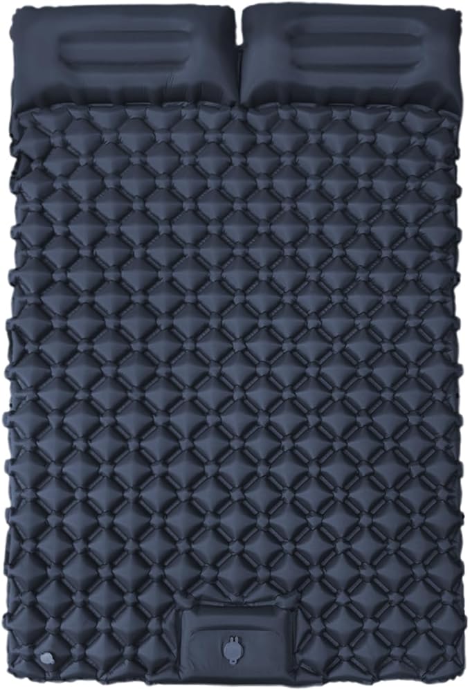 Inflatable Travel Mat with Built-in Pillow - Double Sleeping Pad, Compact Lightweight Gear for Camping Hiking Trekking Tent Backpacking Outdoor Adventures Rest Comfort Air Cushion