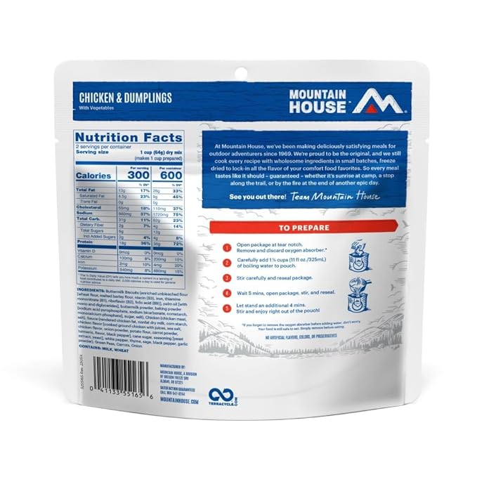 Mountain House Chicken & Dumplings Freeze Dried Backpacking & Camping Food |6-Pack