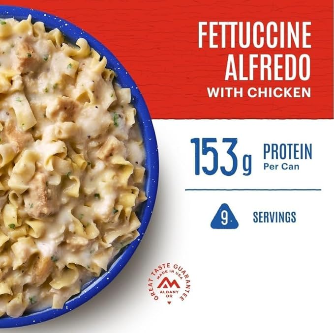 Mountain House Freeze-Dried Fettuccine Alfredo with Chicken #10 Can – 54 Total Servings (6 Cans, 9 Servings Each) – Fully Cooked, Ready-to-Eat Emergency Survival Canned Food – High-Protein Meal for Camping, Hiking, Hunting & Disaster Preparedness – Lon...
