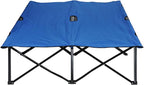 2 Person Folding Camping Cot for Adults, 50" Extra Wide Outdoor Portable Sleeping Cot with Carry Bag, Elevated Camping Bed, Beach Hiking, Blue