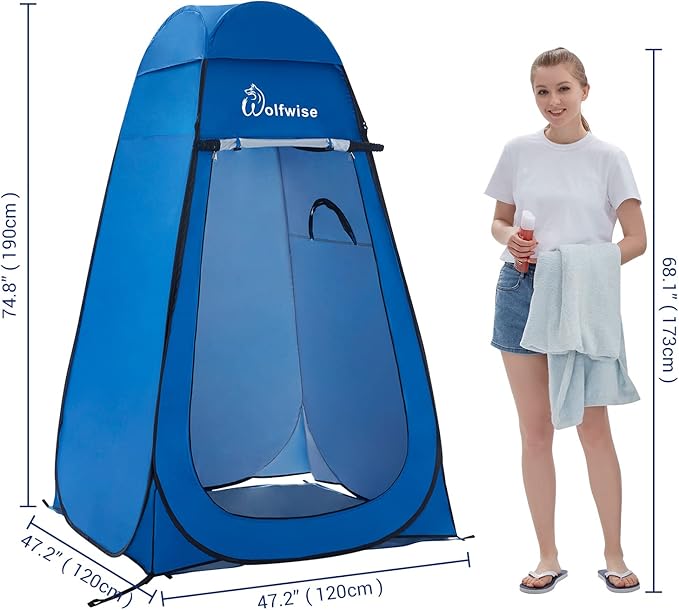 WolfWise Pop Up Changing Tent for Beach, Camping Portable Shower Tents, Outdoor Privacy Bathroom, Change Dressing Clothes Tent Pop Up Instant for Camp, Toilet, 6.2ft/6.6ft/6.9ft High