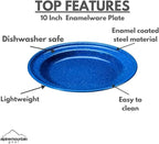 Enamelware for Camping and Backpacking - Cookware Gear Essentials for Camping and Backpacking (Made by Caddis Sports, Inc.) (10 Inch Plate (8 Pack))