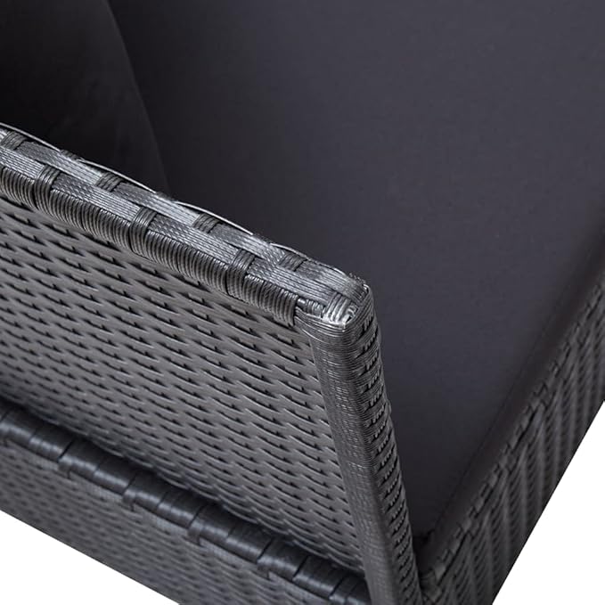 Patio Furniture Outdoor Chairs Beach Chair Camping Chairs Patio Bed with Cushion and Pillow Poly Rattan Black for Patio, Poolside, Beach,Camping