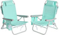 SUNNYFEEL Beach Chairs for Adults 2 Pack 5 Position Lay Flat, Portable Folding Backpack Beach Chair Heavy Duty with Cooler Bag, Cup Holder for Outdoor/Lawn/Picnic/Sand, Foldable Camping Chair