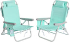 SUNNYFEEL Beach Chairs for Adults 2 Pack 5 Position Lay Flat, Portable Folding Backpack Beach Chair Heavy Duty with Cooler Bag, Cup Holder for Outdoor/Lawn/Picnic/Sand, Foldable Camping Chair