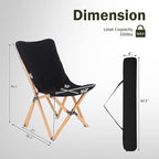 Giantex Camping Chairs 2 Pack, Folding Beach Chairs for 330lbs, Outdoor Butterfly Chair, Portable Lawn Chairs for Picnic Fishing Hiking Mountaineering, Lightweight Bamboo Frame No Assembly (Black)
