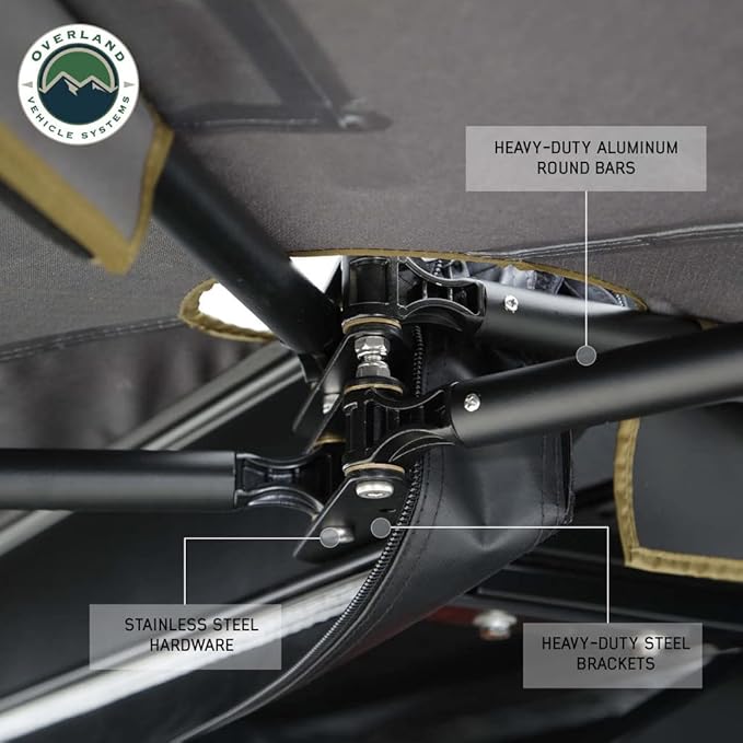 Overland Vehicle Systems HD Nomadic 270 LTE Passengers Side Awning | Dark Gray | Includes Black Travel Cover | 19689909