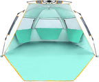 Wolfwise Instant Beach Tent Sun Shelter with Zippered Extendable Porch for Privacy, Portable Beach Tents with Carrying Bag, Easy Setup Pop up Shade for 3-4 Person, 85 x45x49 in, Mint Green