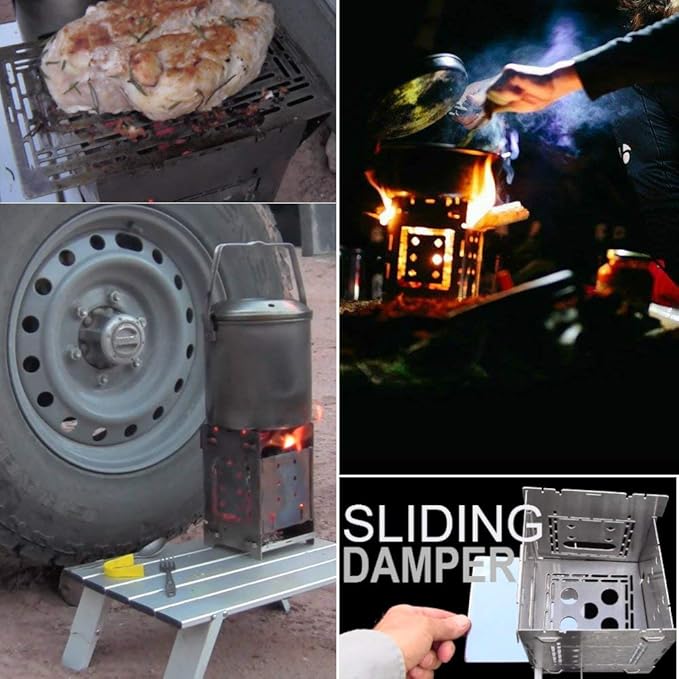 Firebox Bushcraft Camp Stove Kit - Wood Burning/Multi Fuel - Collapsible/Folding - Portable Campfire - Model Gen 2 5 inch / G2-5" Stainless Steel Camping Stove