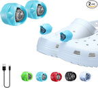 RAHAN Rechargeable Headlights Compatible with Croc, 2pcs Flashlight Clog Charm Attachment Accessories for Shoe, Hands-Free Night Light, Novelty Shoe Lights for Camping, Blue