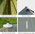 Cotton Canvas Bell Tent with Stove Jack, Roomy Yurt for Family Glamping Camping, 4 Season Tent with Zipped Removable Floor