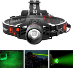 WINDFIRE Green Light Hunting Headlamp Rechargeable, 600 Lumens Bright LED Headlight 3 Modes Tactical Zoomable Headlamps Option for Fishing Night Vision Predator Hunting Coyote Hog
