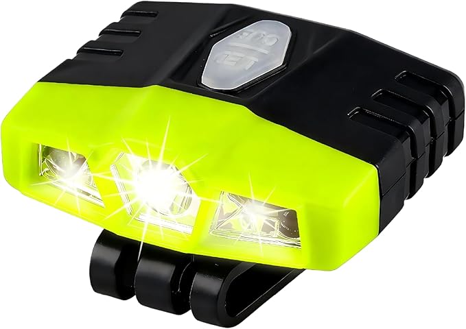 LHOTSE Ultra Bright Mini Hands Free Cree LED Clip on Cap Light - Rechargeable Waterproof Hat Light Flashlight Portable Headlamp for Fishing Camping Hand Work Baseball Caps