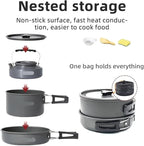 Camping Cookware Set Portable Kit Outdoor Pot Cooking Water Kettle Pan Tableware Hiking Picnic Equipment