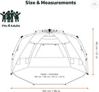 Easthills Outdoors Instant Shader Dark Shelter XL Beach Tent 99" Wide for 4-6 Person Sun Shelter UPF 50+ with Extended Zippered Porch Sky Blue