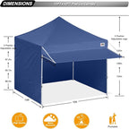 ABCCANOPY 10x10 Pop up Canopy Tent with Sidewalls - Easy up Canopies with Awning, Outdoor Tents for Parties, Market, Commercial Events, Navy Blue