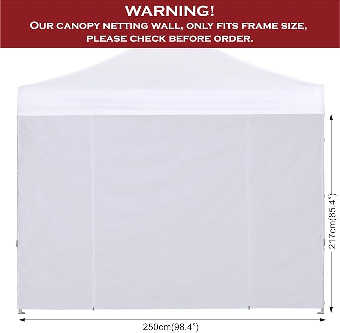 COOSHADE Instant SunWall 8x8 SideWall for Pop up Canopy Tent, 1 Pack Door Wall Only, White