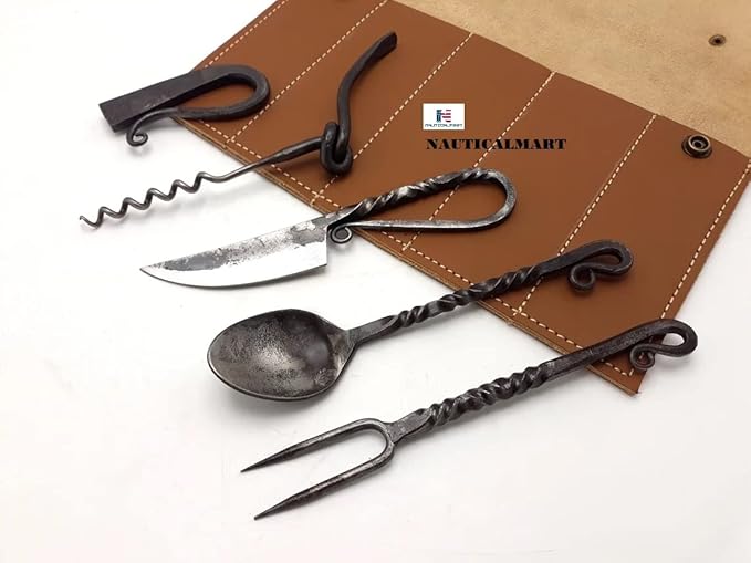 Nautical-Mart Medieval Five Piece Carbon Steel Cutlery Set (Design 3)
