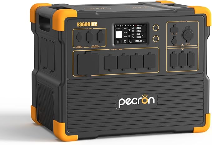 PECRON Portable Power Station 3072Wh E3600LFP, 5x3600W AC Outlets Power Station, LiFePO4 Battery Backup Expanded to 15.36KWh, Fast Charging Solar Generator for Home Use, RV, Camping, CPAP, Emergencies
